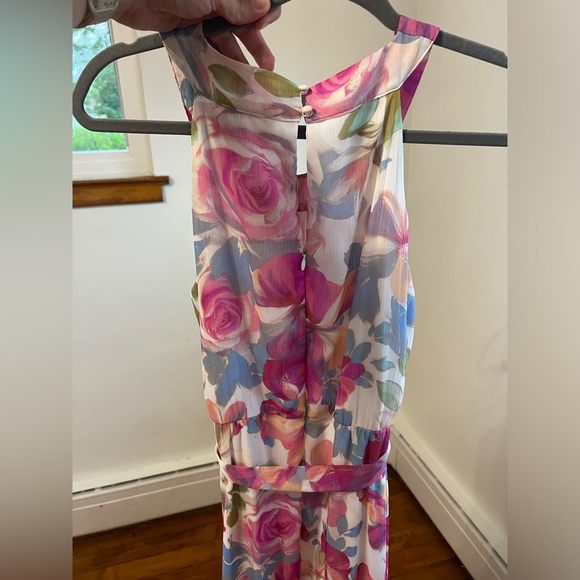 Floral Maxi Dress size 10 Calvin Klein Tie Waist High Neck - Picture 4 of 7